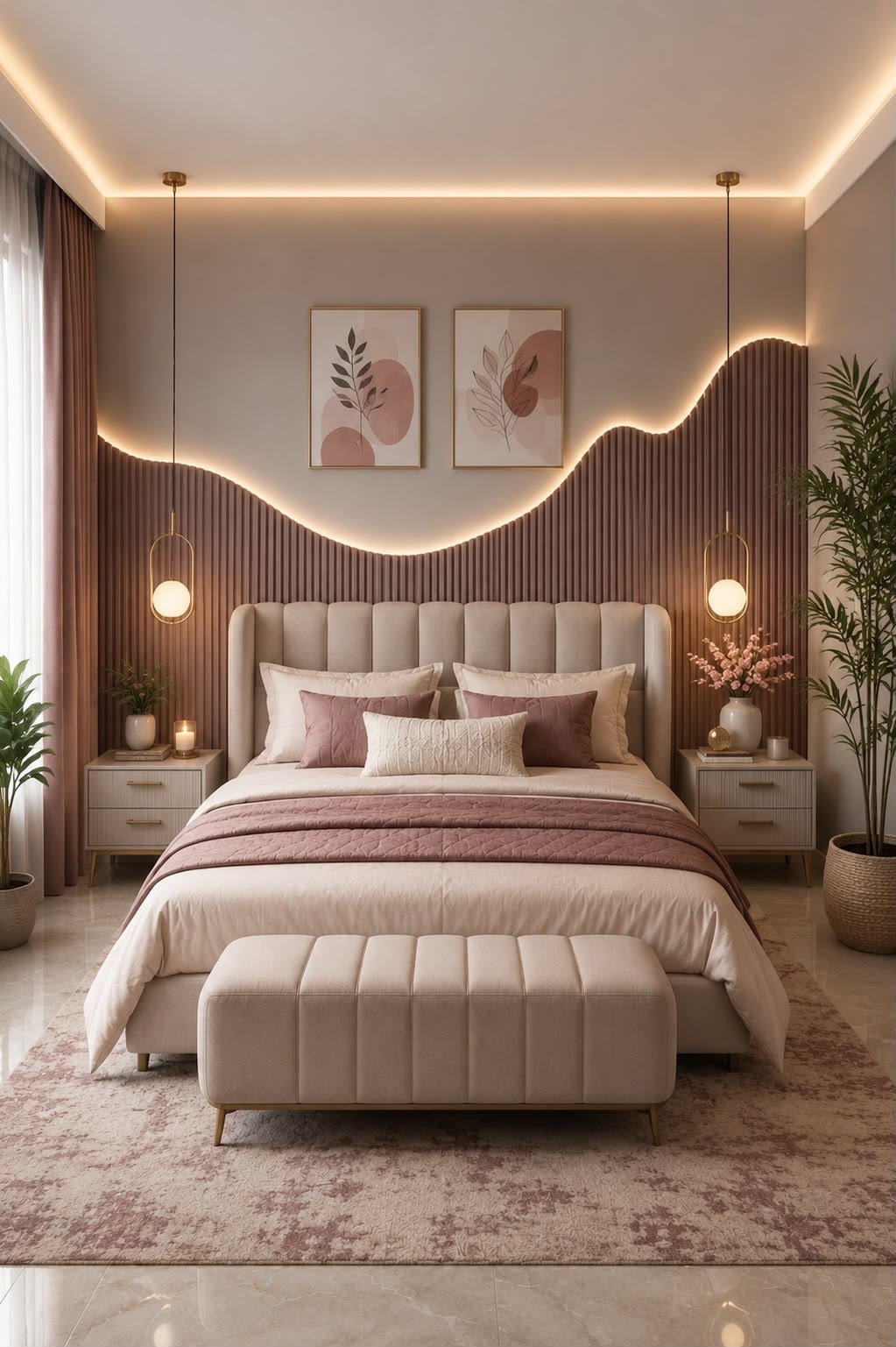 Living room with arched wall panels