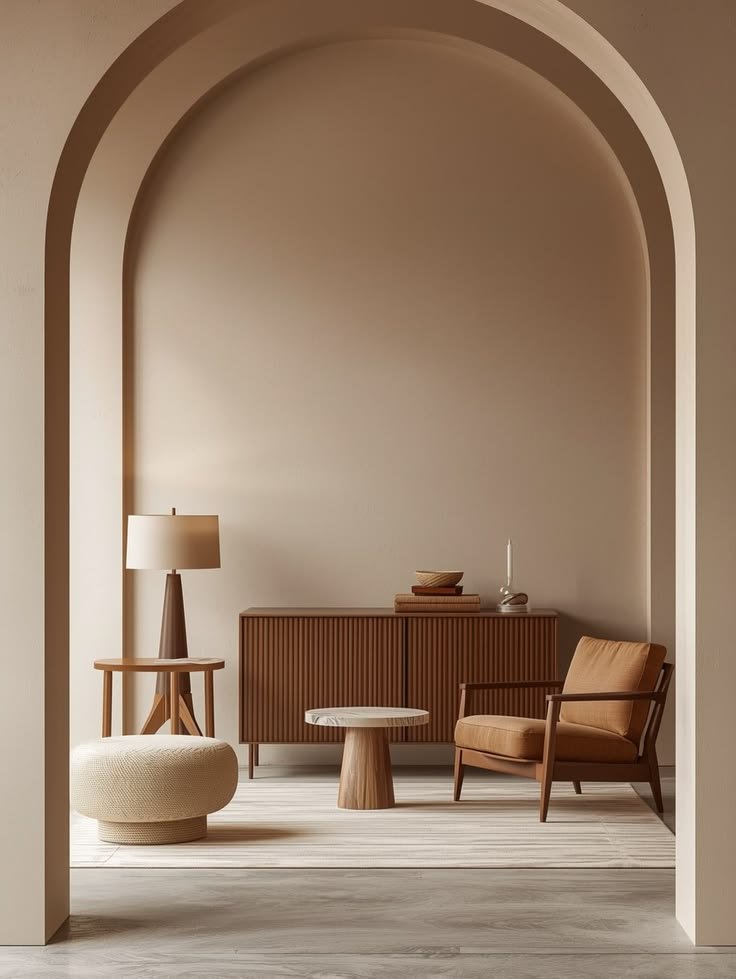 Living room with sofa and gold ceiling light