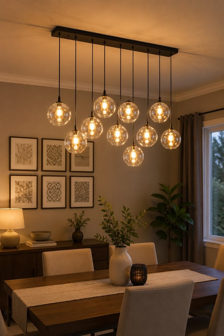 Pendant lights over a kitchen counter